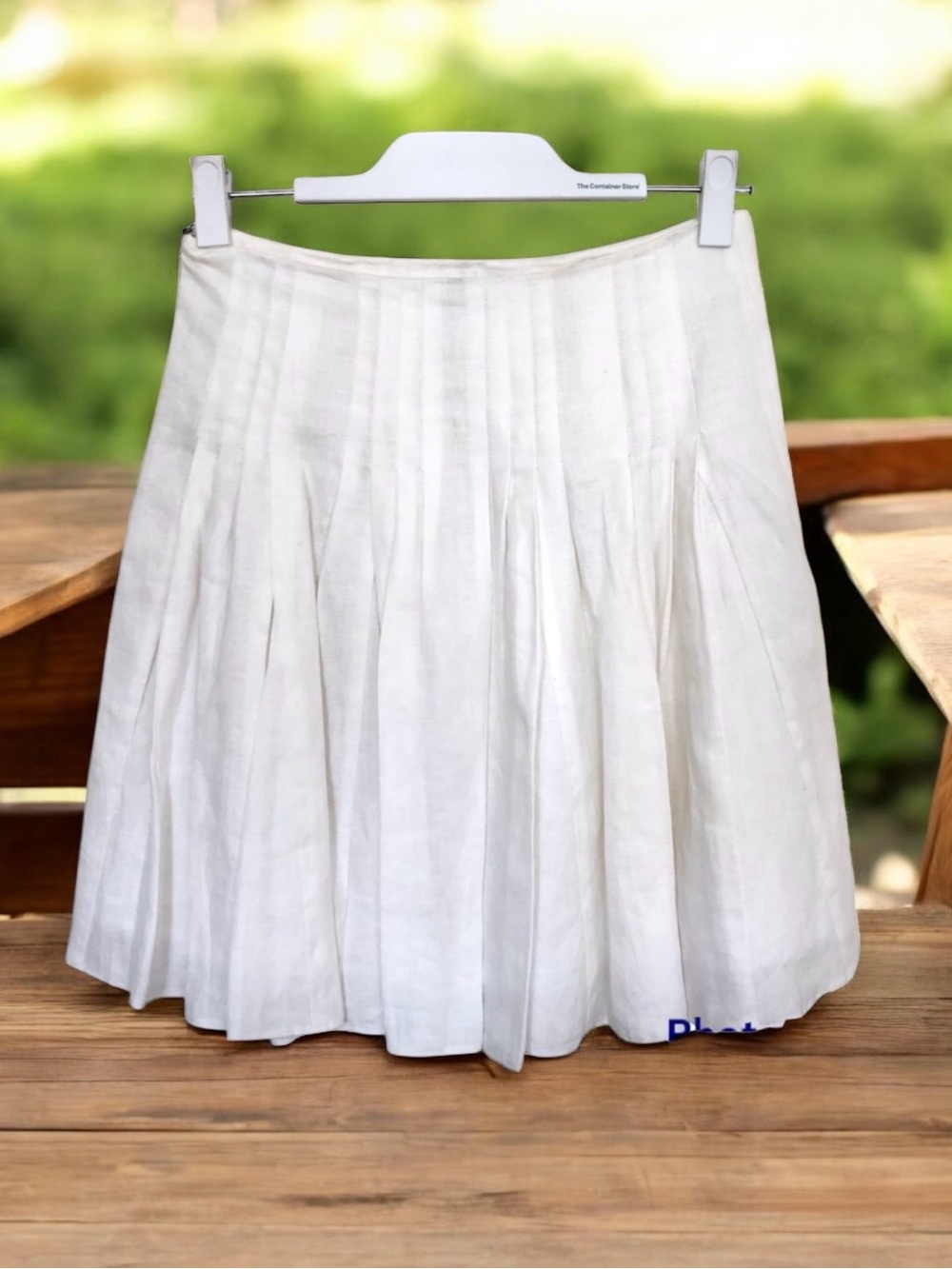 100% Linen Mini Skirt White Pleated by Loft
